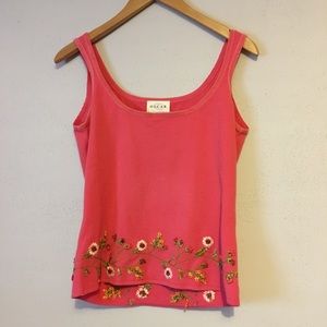 BNWT Oscar de la Renta Pink Embroidered Tank S